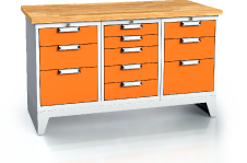 Pracovní stůl alpede UNI - deska - kontejner - podstavec s nohama 880 x 1500 x 700